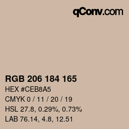 Color code: RGB 206 184 165 | qconv.com