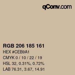 カラーコード: RGB 206 185 161 | qconv.com