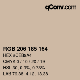 颜色代码: RGB 206 185 164 | qconv.com
