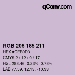 Color code: RGB 206 185 211 | qconv.com