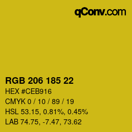 Color code: RGB 206 185 22 | qconv.com