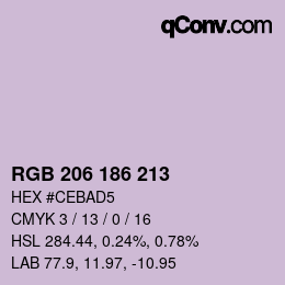 Código de color: RGB 206 186 213 | qconv.com