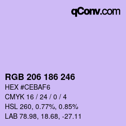 Color code: RGB 206 186 246 | qconv.com