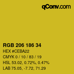 Código de color: RGB 206 186 34 | qconv.com