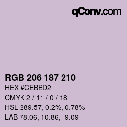 Color code: RGB 206 187 210 | qconv.com