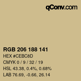 Farbcode: RGB 206 188 141 | qconv.com