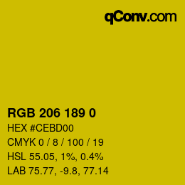 カラーコード: RGB 206 189 0 | qconv.com