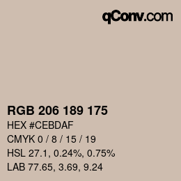カラーコード: RGB 206 189 175 | qconv.com