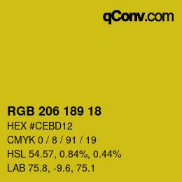 Farbcode: RGB 206 189 18 | qconv.com