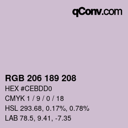 カラーコード: RGB 206 189 208 | qconv.com