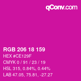 Color code: RGB 206 18 159 | qconv.com