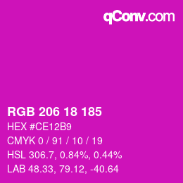 颜色代码: RGB 206 18 185 | qconv.com