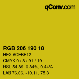 颜色代码: RGB 206 190 18 | qconv.com