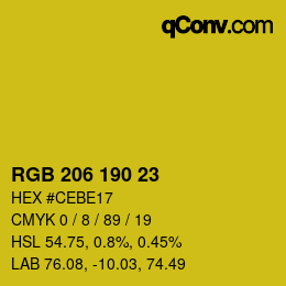 Color code: RGB 206 190 23 | qconv.com