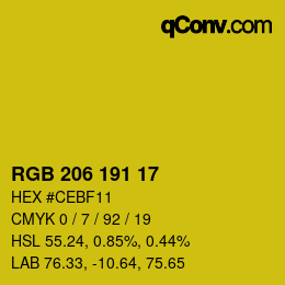 Color code: RGB 206 191 17 | qconv.com