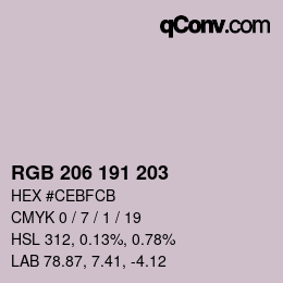 カラーコード: RGB 206 191 203 | qconv.com