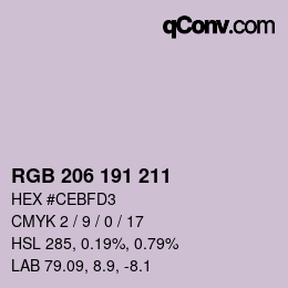 カラーコード: RGB 206 191 211 | qconv.com