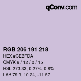 Color code: RGB 206 191 218 | qconv.com
