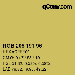 Farbcode: RGB 206 191 96 | qconv.com