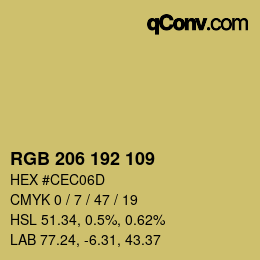 カラーコード: RGB 206 192 109 | qconv.com