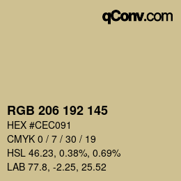カラーコード: RGB 206 192 145 | qconv.com