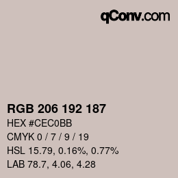 Color code: RGB 206 192 187 | qconv.com