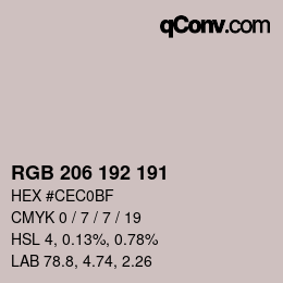 カラーコード: RGB 206 192 191 | qconv.com