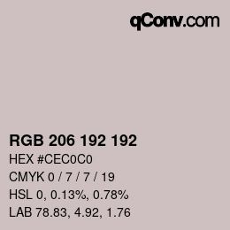 カラーコード: RGB 206 192 192 | qconv.com