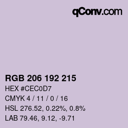 カラーコード: RGB 206 192 215 | qconv.com