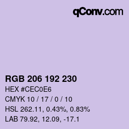 カラーコード: RGB 206 192 230 | qconv.com