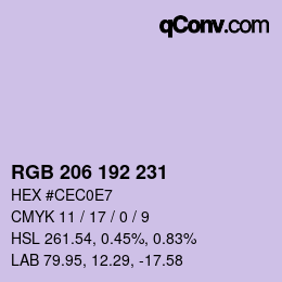 Color code: RGB 206 192 231 | qconv.com