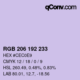 颜色代码: RGB 206 192 233 | qconv.com