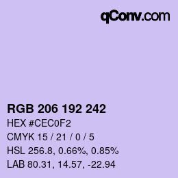 Color code: RGB 206 192 242 | qconv.com