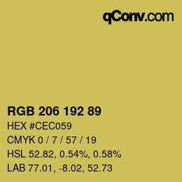 Color code: RGB 206 192 89 | qconv.com