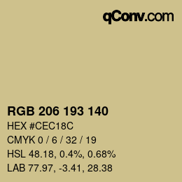 Color code: RGB 206 193 140 | qconv.com