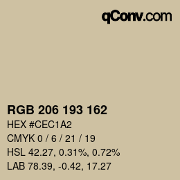 颜色代码: RGB 206 193 162 | qconv.com