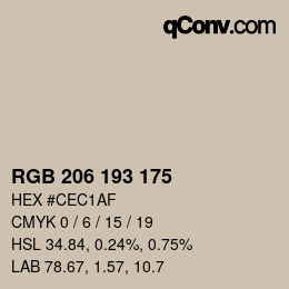 Color code: RGB 206 193 175 | qconv.com