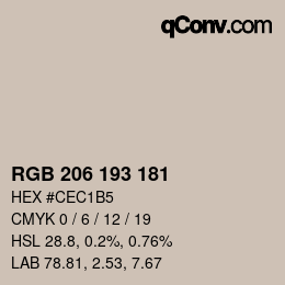 カラーコード: RGB 206 193 181 | qconv.com