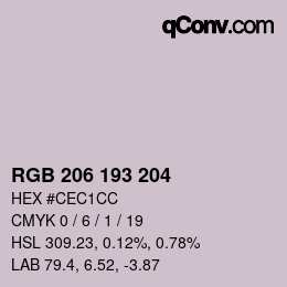 Color code: RGB 206 193 204 | qconv.com