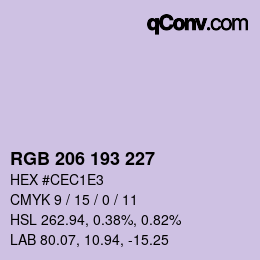 カラーコード: RGB 206 193 227 | qconv.com