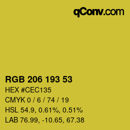カラーコード: RGB 206 193 53 | qconv.com