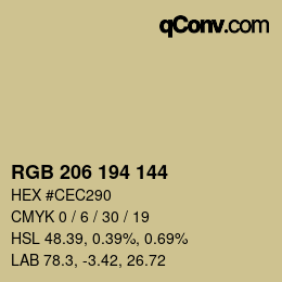 カラーコード: RGB 206 194 144 | qconv.com