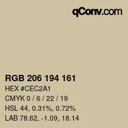Color code: RGB 206 194 161 | qconv.com