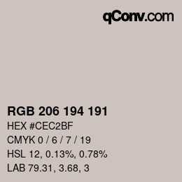 カラーコード: RGB 206 194 191 | qconv.com