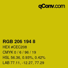 颜色代码: RGB 206 194 8 | qconv.com