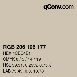 Farbcode: RGB 206 196 177 | qconv.com