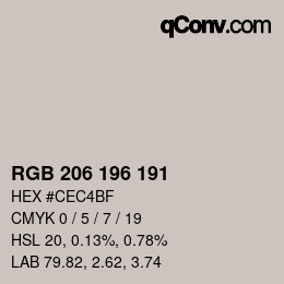 Farbcode: RGB 206 196 191 | qconv.com