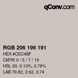 Código de color: RGB 206 196 191 | qconv.com