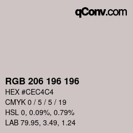 カラーコード: RGB 206 196 196 | qconv.com