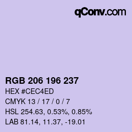 Color code: RGB 206 196 237 | qconv.com